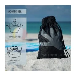 Geckobrands Drawstring Waterproof Backpack -Diving Equipment Shop gdb dsbp14 bl 2 3